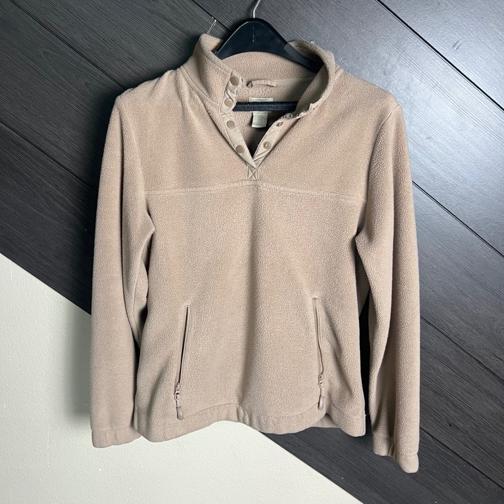 Telluride Clothing Company Women's Fleece Pullover Snap Neck Beige Size M